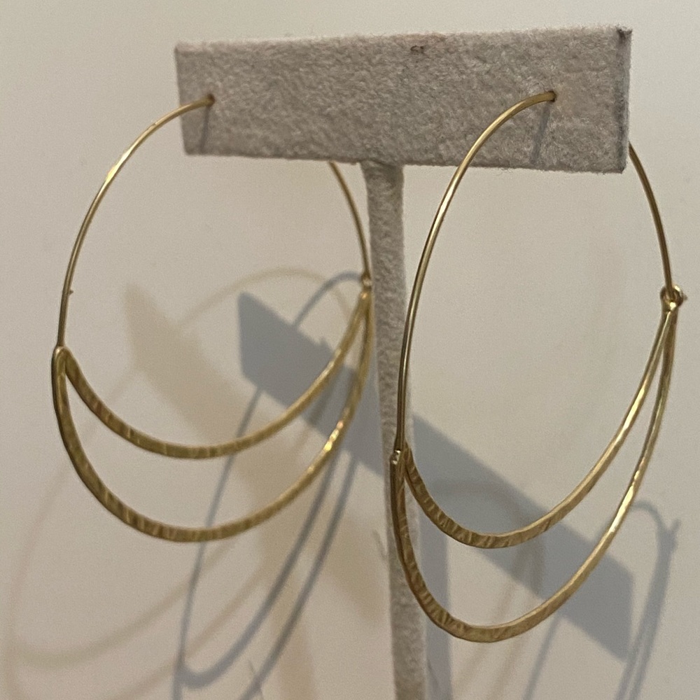 Large gold-plated open half circle earrings